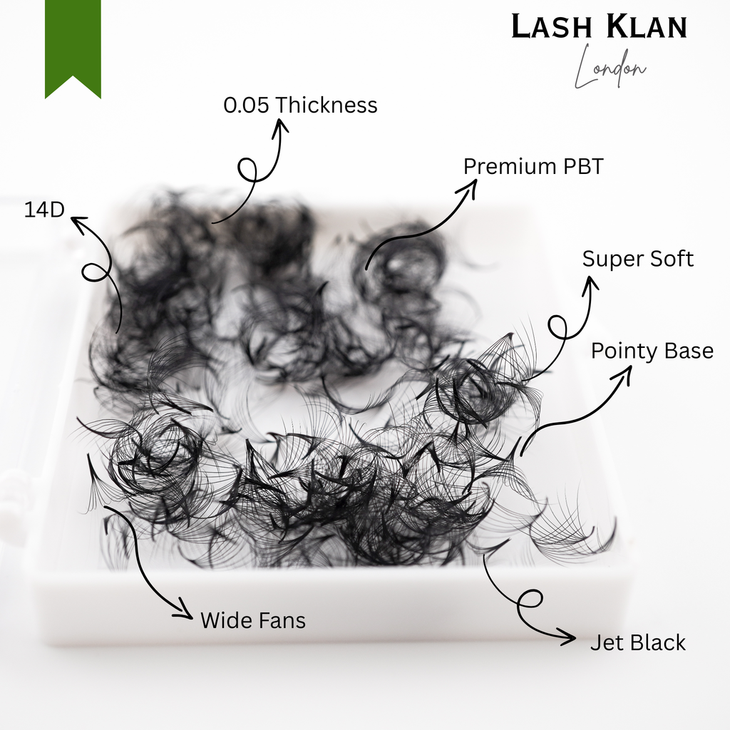 14D Loose Promade Russian Volume Fan lashes 0.05mm Pointy Base eyelash extension Lash Klan
