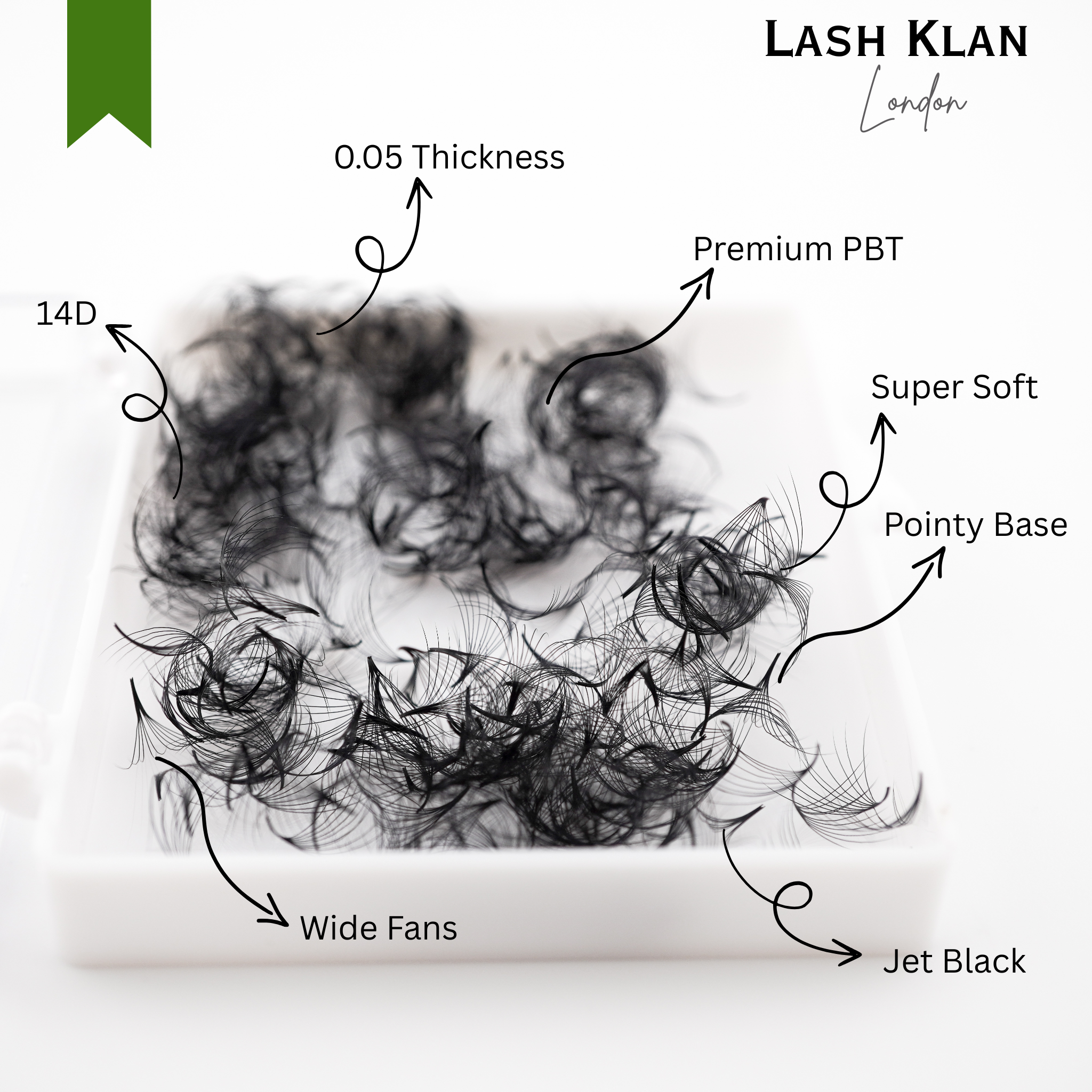 14D Loose Promade Russian Volume Fan lashes 0.05mm Pointy Base eyelash extension Lash Klan