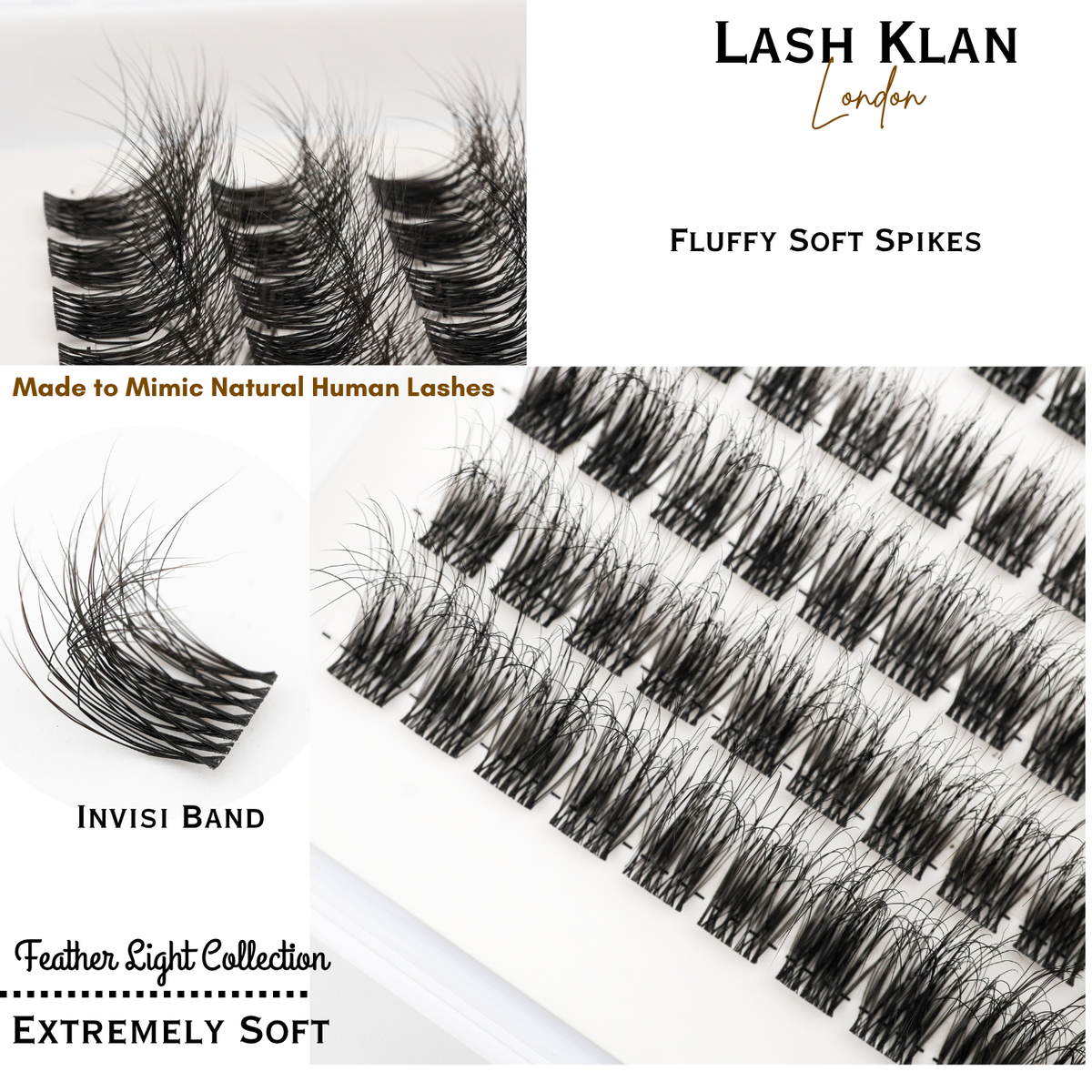 Lash Klan Ultra Fine DIY Lash Clusters – 120pcs, Invisible Band, Mixed Length 8–16mm, 0.05mm Lash Klan
