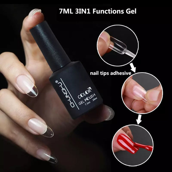 UV/LED 3 in 1 Functional Gel Nail tips Adhesive glue / base and builder gel