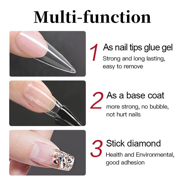 UV/LED 3 in 1 Functional Gel Nail tips Adhesive glue / base and builder gel